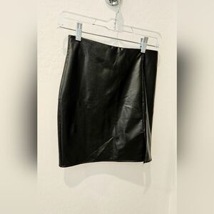 Black Faux Leather Skirt, Size Small
